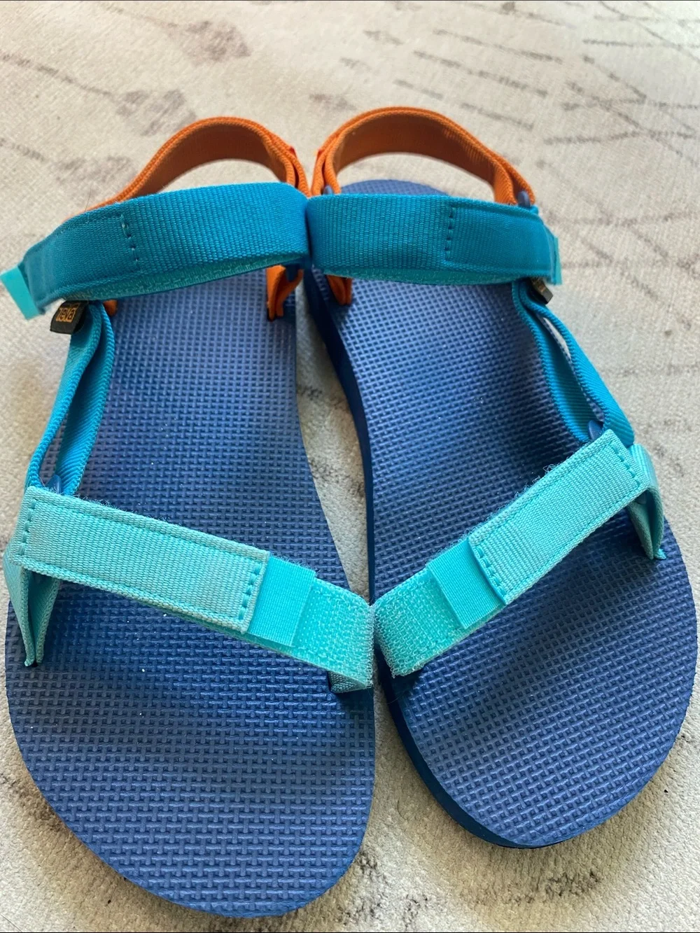 Teva Kids Navy and Turquoise Sandals with Orange Accents